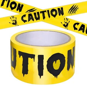 2in x 82ft Yellow and Black Caution Tape Safety Barrier for Halloween Indoor Outdoor Decorations, Party, Yard, Haunted House 2in x 82ft Yellow and Black Caution Tape Safety Barrier for Halloween Indoor Outdoor Decorations, Party, Yard, Haunted House