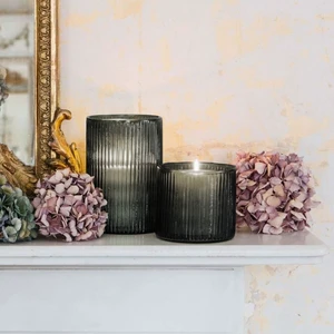 Better Homes & Gardens Smoke Glass Ribbed Hurricane Candleholder, Medium Better Homes & Gardens Smoke Glass Ribbed Hurricane Candleholder, Medium