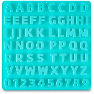 Way To Celebrate 9x9in 61-Cavity Letters and Numbers Shape Silicone Candy and Baking Mold Way To Celebrate 9x9in 61-Cavity Letters and Numbers Shape Silicone Candy and Baking Mold