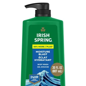 Irish Spring Moisturizing Body Wash for Men, Moisture Blast Scent, 887mL Irish Spring Moisturizing Body Wash for Men, Moisture Blast Scent, 887mL