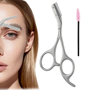 Eyebrow Trimming Scissors with Comb and Spiral Brow Brush, 1 Pair, Gray Eyebrow Trimming Scissors with Comb and Spiral Brow Brush, 1 Pair, Gray