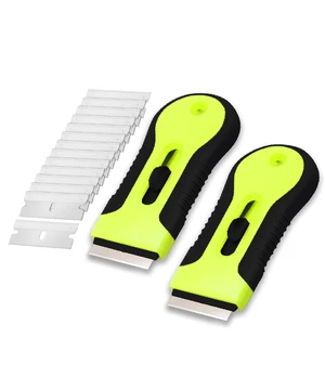 Bates Razor Blade Scraper Tool, 2 Pack, 30 Extra Stainless Steel Blades, Anti-Slip Ergonomic Handle Design, for Cleaning Window, Paint, Oven, Glass, Stove Bates Razor Blade Scraper Tool, 2 Pack, 30 Extra Stainless Steel Blades, Anti-Slip Ergonomic Handle Design, for Cleaning Window, Paint, Oven, Glass, Stove