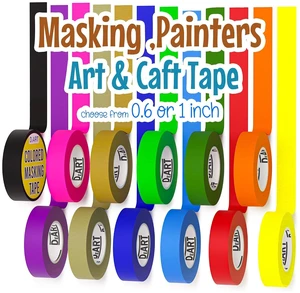 DEART Colored Masking Tape, 12 or 8 Pack, 1in or 0.6in DEART Colored Masking Tape, 12 or 8 Pack, 1in or 0.6in