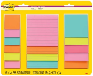 Post-it Super Sticky Notes, Assorted Sizes, Supernova Neons, Lined, 15 Pads Post-it Super Sticky Notes, Assorted Sizes, Supernova Neons, Lined, 15 Pads