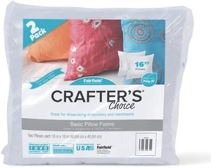 Fairfield Crafter's Choice Basic Pillow Forms, 16" x 16", Pack of 2, Zippered Cover, Spot Clean Fairfield Crafter's Choice Basic Pillow Forms, 16" x 16", Pack of 2, Zippered Cover, Spot Clean