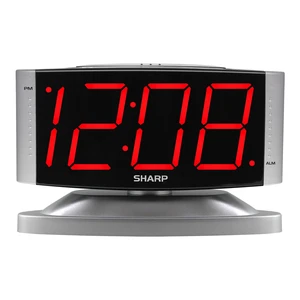 Sharp SPC033D LED Digital Alarm Clock with Swivel Base, Silver Case, Red Display Sharp SPC033D LED Digital Alarm Clock with Swivel Base, Silver Case, Red Display
