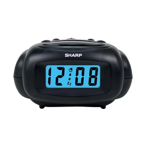 SHARP Digital Alarm Clock, Battery Operated, LCD Display, Small, Travel, Black SHARP Digital Alarm Clock, Battery Operated, LCD Display, Small, Travel, Black