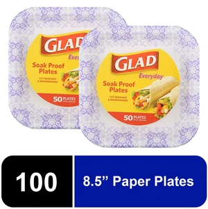 Glad Everyday 8.5" Square Paper Plates Purple Victorian 2 Pack (100 Plates Total) Glad Everyday 8.5" Square Paper Plates Purple Victorian 2 Pack (100 Plates Total)