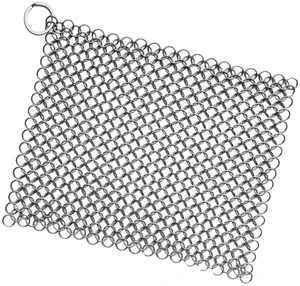 8"x6" Stainless Steel Chainmail Scrubber for Pre-Seasoned Cast Iron Pans, Griddles, BBQ Grill and Pot Cookware 8"x6" Stainless Steel Chainmail Scrubber for Pre-Seasoned Cast Iron Pans, Griddles, BBQ Grill and Pot Cookware