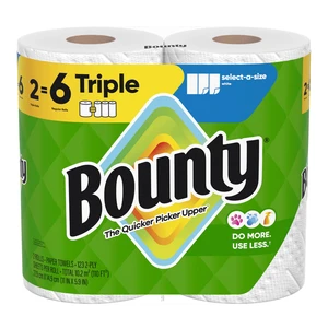 Bounty Select-A-Size Paper Towels, White, 2 Triple Rolls = 6 Regular Rolls Bounty Select-A-Size Paper Towels, White, 2 Triple Rolls = 6 Regular Rolls