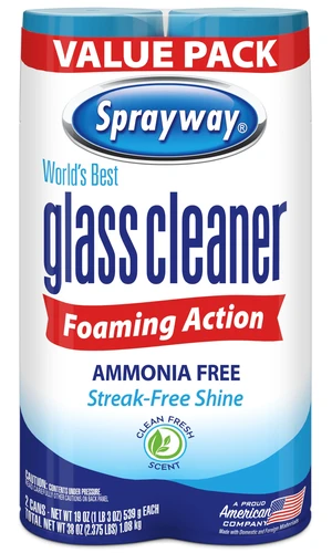 Sprayway Glass Cleaner Foaming Aerosol Spray, 19oz, Pack of 2 | Ammonia-Free, Streakless, Fast-Acting | Cleans & Polishes Glass Surfaces | Fresh Scent, Removes Fingerprints, Dust, Dirt, Smoke Film Sprayway Glass Cleaner Foaming Aerosol Spray, 19oz, Pack of 2 | Ammonia-Free, Streakless, Fast-Acting | Cleans & Polishes Glass Surfaces | Fresh Scent, Removes Fingerprints, Dust, Dirt, Smoke Film
