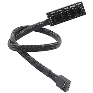 PWM Fan Hub, PC CPU Cooling 4 PIN/3PIN Power Fan Extension Cable Hub Splitter Adapter Sleeved Case for 12V Desktop Computer Cooler Fans 1 to 5 Way (15.7 Inch) PWM Fan Hub, PC CPU Cooling 4 PIN/3PIN Power Fan Extension Cable Hub Splitter Adapter Sleeved Case for 12V Desktop Computer Cooler Fans 1 to 5 Way (15.7 Inch)