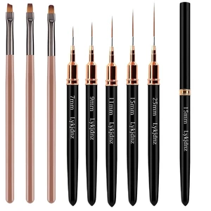 8Pcs Nail Art Brushes Set, 5 Art Liners & 3 Multi Shape Gel Builder Brushes 8Pcs Nail Art Brushes Set, 5 Art Liners & 3 Multi Shape Gel Builder Brushes