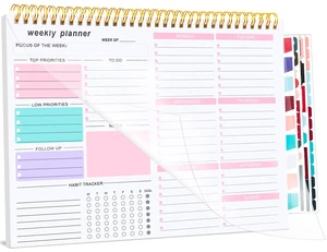 Thboxes Weekly Desk Planner, 8.5x11 In To Do List Notepad, 52 Sheets, Pink Thboxes Weekly Desk Planner, 8.5x11 In To Do List Notepad, 52 Sheets, Pink
