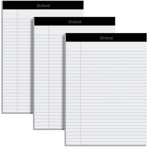 Oxford 8.5 x 11.75 Inch Legal Pads, 3 Pack, Wide Ruled on Both Sides, White Paper, 50 Perforated Sheets Per Writing Pad, Proudly Made in the USA (1017036) Oxford 8.5 x 11.75 Inch Legal Pads, 3 Pack, Wide Ruled on Both Sides, White Paper, 50 Perforated Sheets Per Writing Pad, Proudly Made in the USA (1017036)