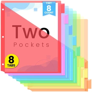 Sooez 8 Count Dividers with Pockets, Binder Dividers with tabs Sooez 8 Count Dividers with Pockets, Binder Dividers with tabs