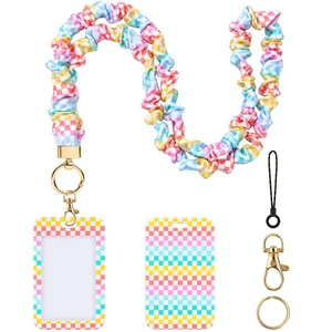 Scrunchie Lanyard with ID Holder, Stretchy Teacher Lanyards for ID Badges Scrunchie Lanyard with ID Holder, Stretchy Teacher Lanyards for ID Badges