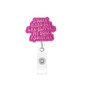 Bookish Badge Reel Cute Retractable ID Badge Holder for Nurse, Teacher, Student, Book Lover, Librarian Literary Badge Clip Accessories for Work Bookish Badge Reel Cute Retractable ID Badge Holder for Nurse, Teacher, Student, Book Lover, Librarian Literary Badge Clip Accessories for Work