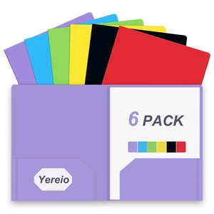 Folders with Pockets, 6 Pack Plastic Two Pockets Folders with Pockets, 6 Pack Plastic Two Pockets