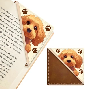 PU Leather Corner Bookmark, Dogs PU Leather Corner Bookmark, Dogs