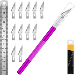 DIYSELF Craft Hobby Knife Set with 10 Extra #11 Blades, 6-Inch Metal Ruler DIYSELF Craft Hobby Knife Set with 10 Extra #11 Blades, 6-Inch Metal Ruler