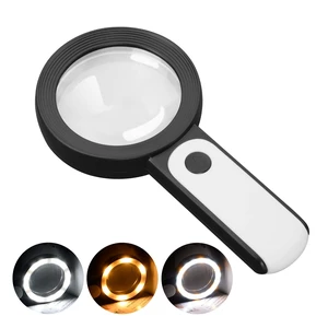 JMH Magnifying Glass with Light, Handheld Large Magnifying Glass 18LED Cold and Warm Light with 3 Modes, Illuminated Lighted Magnifier for Seniors Reading, Coins, Jewelry JMH Magnifying Glass with Light, Handheld Large Magnifying Glass 18LED Cold and Warm Light with 3 Modes, Illuminated Lighted Magnifier for Seniors Reading, Coins, Jewelry