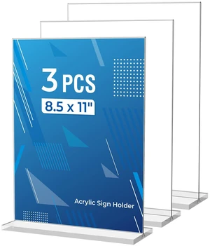 3 Pack Acrylic Sign Holder 8.5 x 11 Inches, Vertical Flyer Display Stand 3 Pack Acrylic Sign Holder 8.5 x 11 Inches, Vertical Flyer Display Stand