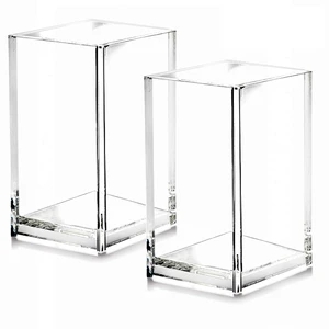 2 Pack Clear Acrylic Pencil Pen Holder Cup,Desk Accessories Holder,Makeup Brush Storage Organizer,Modern Design Desktop Stationery Organizer for Office School Home Supplies,2.6x 2.6x 4 inches 2 Pack Clear Acrylic Pencil Pen Holder Cup,Desk Accessories Holder,Makeup Brush Storage Organizer,Modern Design Desktop Stationery Organizer for Office School Home Supplies,2.6x 2.6x 4 inches