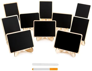 DSTELIN 10 Pack Mini Chalkboards Signs with Easel Stand, Small Rectangle Chalkboards Blackboard, Wood Place Cards for Weddings, Birthday Parties, Message Board Signs and Event Decoration DSTELIN 10 Pack Mini Chalkboards Signs with Easel Stand, Small Rectangle Chalkboards Blackboard, Wood Place Cards for Weddings, Birthday Parties, Message Board Signs and Event Decoration