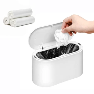 SUBEKYU Mini Trash Can with Lid,Small Desk Garbage Can,White 0.56 Gal SUBEKYU Mini Trash Can with Lid,Small Desk Garbage Can,White 0.56 Gal