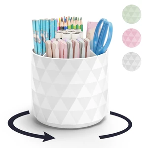 minimaliving Desk Organizer,Sparkling Diamond-like Pen Holder for Desk 360°Rotating Office Accessories,Pencil Cup with 5 Compartments Storage Box Caddy for Office,School,Home,Art Supply(White) minimaliving Desk Organizer,Sparkling Diamond-like Pen Holder for Desk 360°Rotating Office Accessories,Pencil Cup with 5 Compartments Storage Box Caddy for Office,School,Home,Art Supply(White)