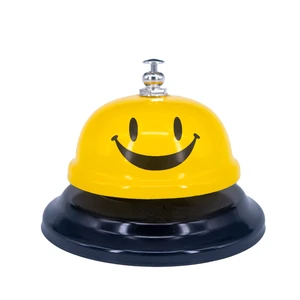 1 Pack Call Bell, Desk Service Bell, 3.35 Inch Diameter Metal Bell for Hotels, Schools, Pet Dog Training(Yellow, Smile) 1 Pack Call Bell, Desk Service Bell, 3.35 Inch Diameter Metal Bell for Hotels, Schools, Pet Dog Training(Yellow, Smile)