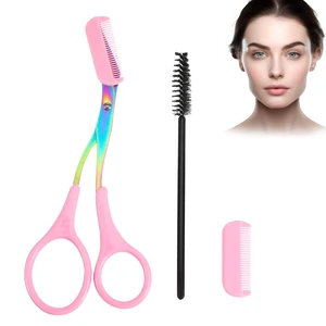 Eyebrow Scissors with Comb and Brush Non Slip Eyebrow Trimmer Scissor for Women Men 2 in 1 Professional Eyebrows Trimmer (Pink) Eyebrow Scissors with Comb and Brush Non Slip Eyebrow Trimmer Scissor for Women Men 2 in 1 Professional Eyebrows Trimmer (Pink)