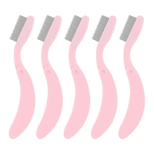 5 Pack Folding Eyelash Comb, Eyelash Separator Tool Eyebrow Comb Metal Teeth Professional Tool for Lash Brow, Pink 5 Pack Folding Eyelash Comb, Eyelash Separator Tool Eyebrow Comb Metal Teeth Professional Tool for Lash Brow, Pink