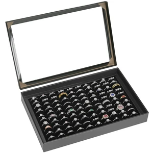 KUKUVR 100 Slots Ring Earring Holder Display Case (Black) KUKUVR 100 Slots Ring Earring Holder Display Case (Black)