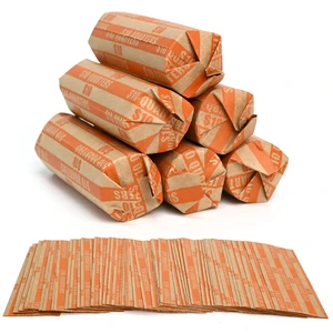 LLIKED 105 PCS Striped Flat Coin Wrappers Quarters Rolls, Orange LLIKED 105 PCS Striped Flat Coin Wrappers Quarters Rolls, Orange