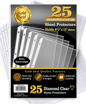 GOLD SEAL Sheet Protectors, 25 Pack 8.5 x 11 Anti-Glare Sheet Protectors for 3 Ring Binder, Top Load Page Protectors for 3 Ring Binder, Durable Clear Plastic Sleeves GOLD SEAL Sheet Protectors, 25 Pack 8.5 x 11 Anti-Glare Sheet Protectors for 3 Ring Binder, Top Load Page Protectors for 3 Ring Binder, Durable Clear Plastic Sleeves