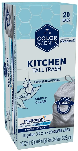 Color Scents 13 Gallon Kitchen Trash Bags Drawstring 20 Count Simply Clean Color Scents 13 Gallon Kitchen Trash Bags Drawstring 20 Count Simply Clean