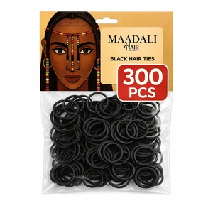 300 Black Hair Ties - Small Strong Rubber Bands for Thick, Curly & Afro Hair, Braids, Ponytails & Protective Styles - No Breakage Hair Elastics bands for Women & Girls - MAADALI 300 Black Hair Ties - Small Strong Rubber Bands for Thick, Curly & Afro Hair, Braids, Ponytails & Protective Styles - No Breakage Hair Elastics bands for Women & Girls - MAADALI