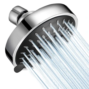 WarmSpray High Pressure Shower Head 5 Settings Fixed Showerhead 4 Inch High Flow Bathroom Showerhead with Adjustable Brass Ball Joint for Luxury Shower Experience Even at Low Water Pressure WarmSpray High Pressure Shower Head 5 Settings Fixed Showerhead 4 Inch High Flow Bathroom Showerhead with Adjustable Brass Ball Joint for Luxury Shower Experience Even at Low Water Pressure