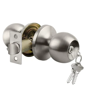 BESTTEN Keyed Entry Door Knob with Lock, Heavy Duty Interior and Exterior Door Lock, Standard Ball, Satin Nickel BESTTEN Keyed Entry Door Knob with Lock, Heavy Duty Interior and Exterior Door Lock, Standard Ball, Satin Nickel