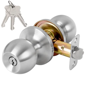 Keyed Entry Door Knob with Lock, Door Lock with Key, Satin Nickel Keyed Entry Door Knob with Lock, Door Lock with Key, Satin Nickel