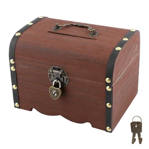 Piggy Bank, Vintage Wooden Treasure Chest Piggy Bank, Rustic Decorative Coin Organizer Treasure Chest with Lock Storage Box for Home Office, Wedding, Christmas & Birthday Gifts Piggy Bank, Vintage Wooden Treasure Chest Piggy Bank, Rustic Decorative Coin Organizer Treasure Chest with Lock Storage Box for Home Office, Wedding, Christmas & Birthday Gifts