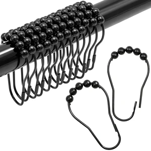 Shower Curtain Hooks Rings,12 Pcs Decorative Rustproof Metal Shower Hooks for Shower Curtain,Free Sliding Shower Hooks for Bathroom Shower Rods,Easy Snap Shower Rings for Curtain (Black) Shower Curtain Hooks Rings,12 Pcs Decorative Rustproof Metal Shower Hooks for Shower Curtain,Free Sliding Shower Hooks for Bathroom Shower Rods,Easy Snap Shower Rings for Curtain (Black)