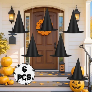 6Pcs Halloween Witch Hats Decorations, Black Hanging Witch Hats for Halloween Porch Decor, Floating Hat with 115 FT Nylon Cord, Thickened Wizard Hat Bulk for Scary Party Supplies Indoor Outdoor 6Pcs Halloween Witch Hats Decorations, Black Hanging Witch Hats for Halloween Porch Decor, Floating Hat with 115 FT Nylon Cord, Thickened Wizard Hat Bulk for Scary Party Supplies Indoor Outdoor