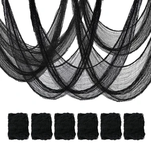 6-Pack 30 x 72 inches Halloween Creepy Cloth Decorations, Black 6-Pack 30 x 72 inches Halloween Creepy Cloth Decorations, Black