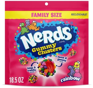 NERDS Gummy Clusters Rainbow Candy, Crunchy & Gummy, 18.5 oz NERDS Gummy Clusters Rainbow Candy, Crunchy & Gummy, 18.5 oz