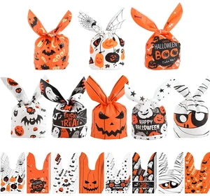 NACHLYNN 100 Pcs Halloween Candy Bag Halloween Rabbit Ears Packaging Bag for Pastries, Cakes, Candy Cookie Goodies Gift Favor Halloween Party Supplies(Light Color) NACHLYNN 100 Pcs Halloween Candy Bag Halloween Rabbit Ears Packaging Bag for Pastries, Cakes, Candy Cookie Goodies Gift Favor Halloween Party Supplies(Light Color)
