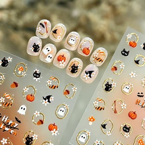 Halloween Nail Stickers, Cute Ghost Black Cat Pumpkin Nail Art Stickers Halloween Nail Stickers, Cute Ghost Black Cat Pumpkin Nail Art Stickers