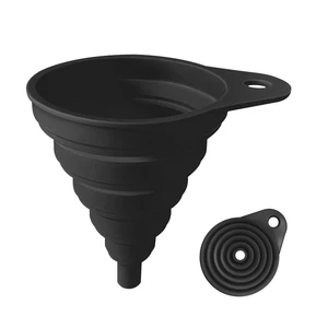 Funnels for Kitchen Use, Food Grade Silicone Collapsible Kitchen Funnel (Black) Funnels for Kitchen Use, Food Grade Silicone Collapsible Kitchen Funnel (Black)